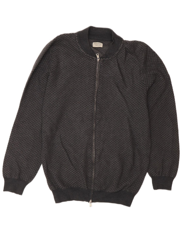 Falconeri Mens Cardigan Sweater IT 54 XL Grey Wool