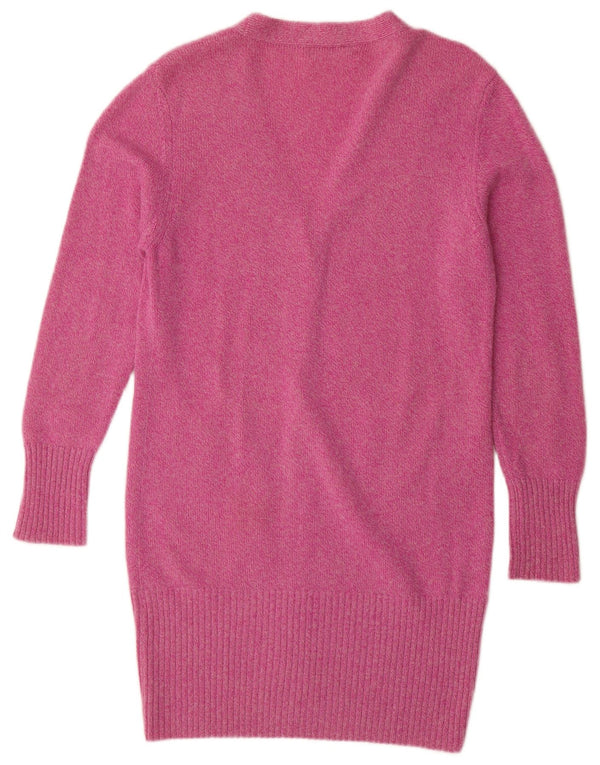 Andre Maurice Womens Longline Cardigan Sweater UK 14 Medium Pink Cashmere