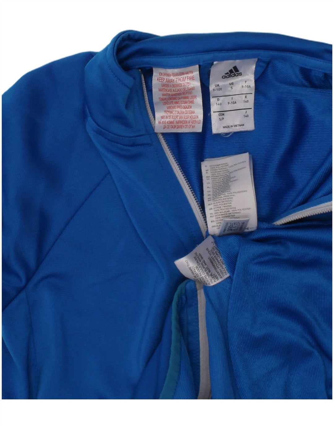 ADIDAS Boys Tracksuit Top Jacket 9-10 Years Blue Polyester