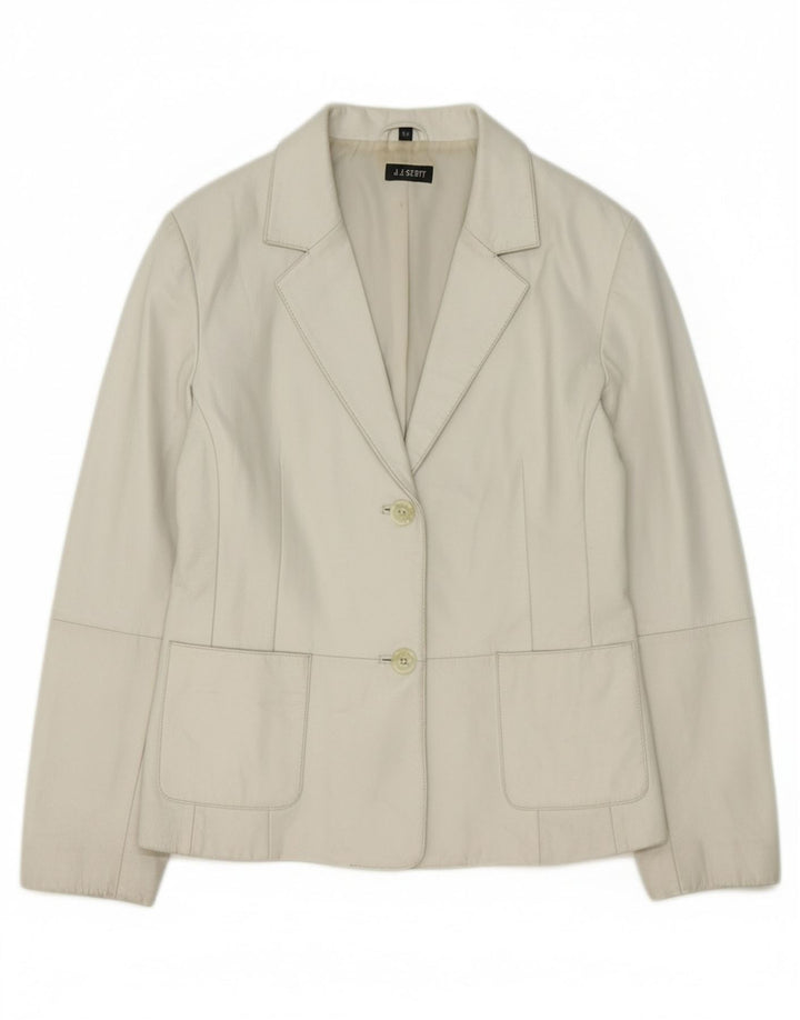 J.J.SCOTT Womens Leather Jacket EU 44 XL Off White Leather Vintage J.J.Scott and Second-Hand J.J.Scott from Messina Hembry 