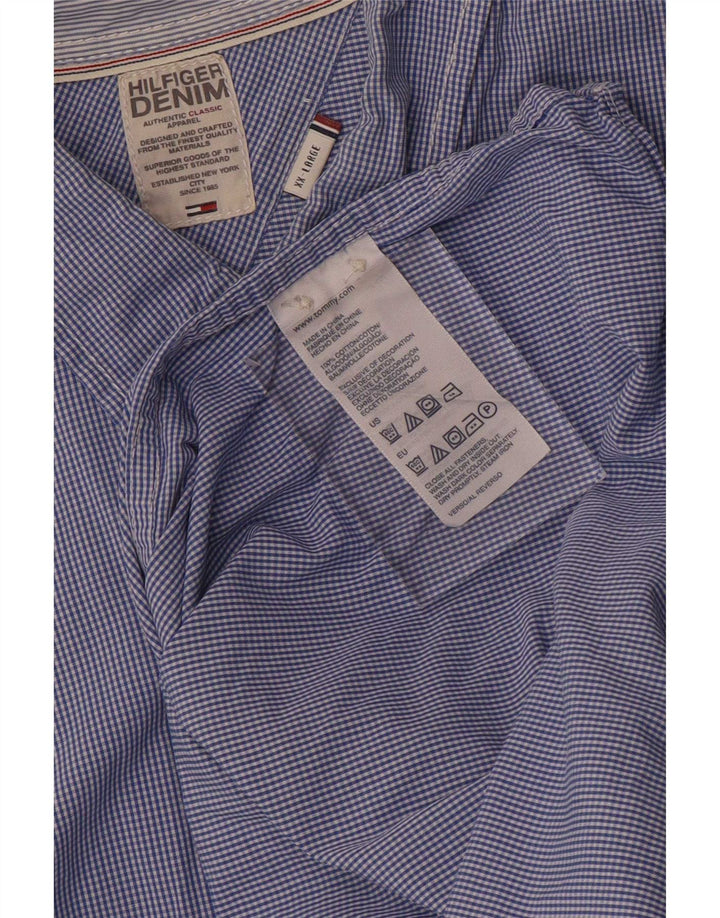 Tommy Hilfiger Mens Shirt 2XL Blue Gingham Cotton