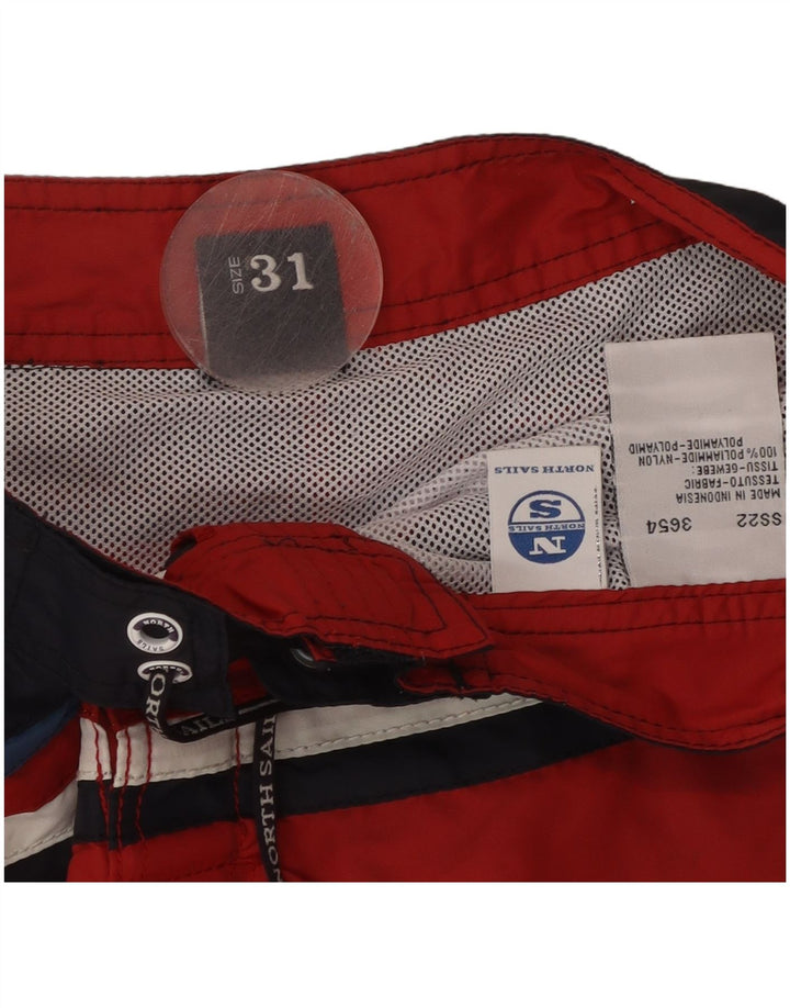North Sails Mens Graphic Swimming Shorts Medium Red Colourblock Polyamide