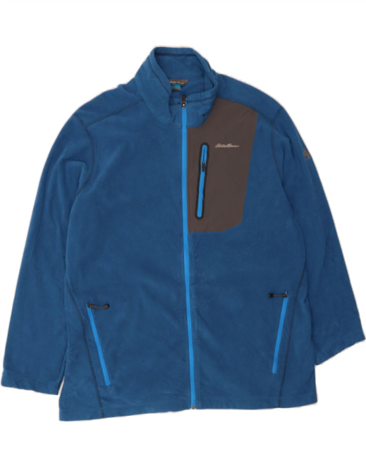 EDDIE BAUER Mens Fleece Jacket UK 42 XL Blue Colourblock Polyester Vintage Eddie Bauer and Second-Hand Eddie Bauer from Messina Hembry 