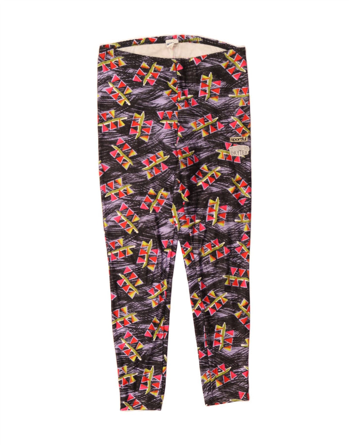 SPORTFUL Womens Leggings Large W34 L28 Black Geometric Polyester Vintage Sportful and Second-Hand Sportful from Messina Hembry 