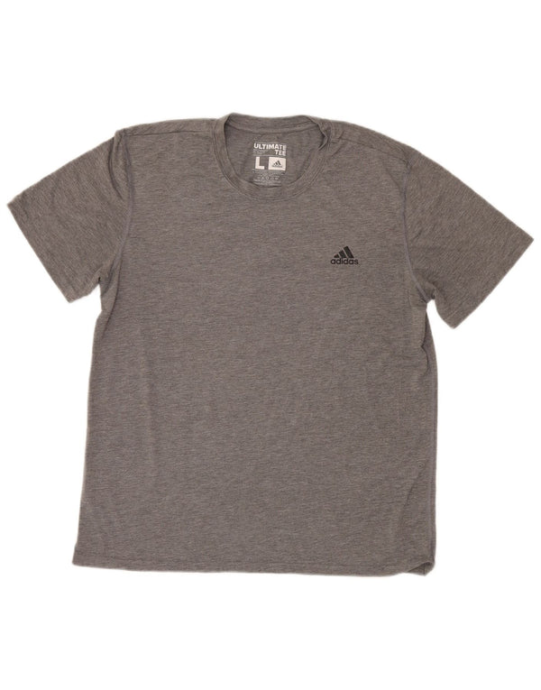 T-shirt Adidas Climalite da uomo, grande, in poliestere chiazzato grigio