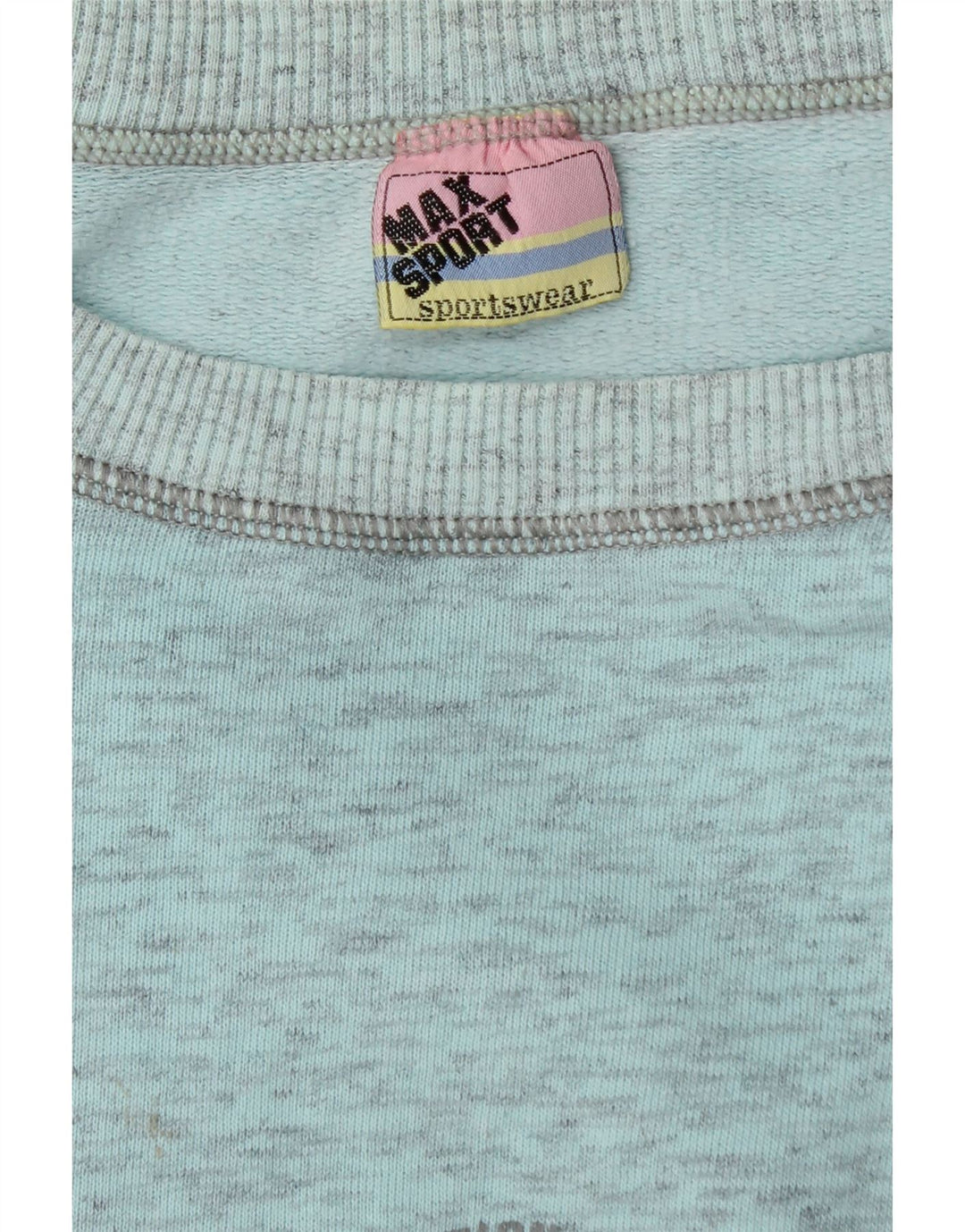 MAX SPORT Womens Graphic Sweatshirt Jumper UK 12 Medium Blue Flecked Vintage Max Sport and Second-Hand Max Sport from Messina Hembry 
