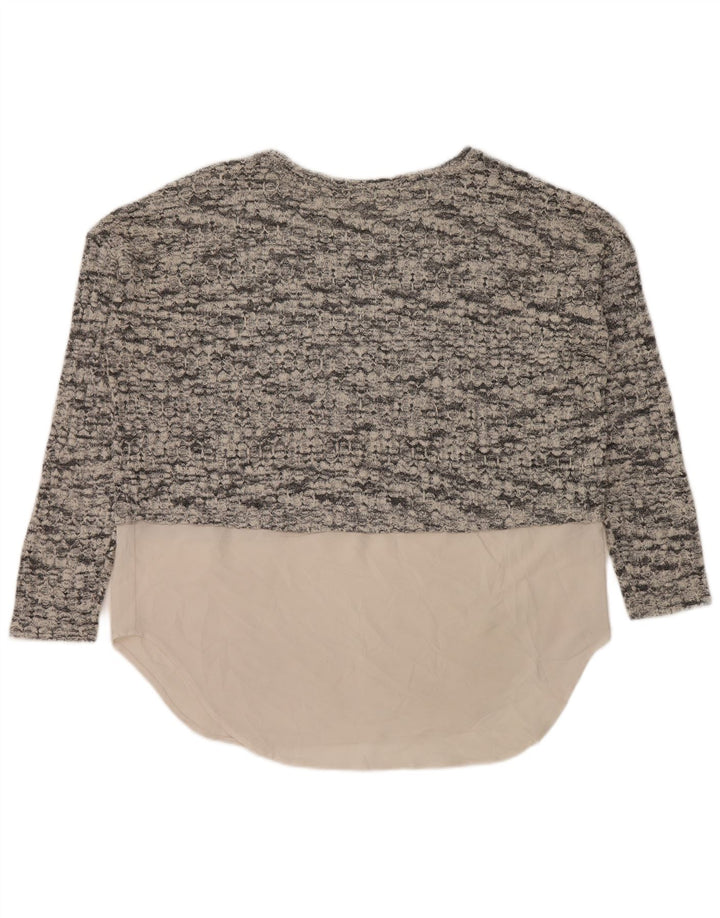 Zara Womens Oversized Boat Neck Jumper Sweater UK 14 Medium Grey