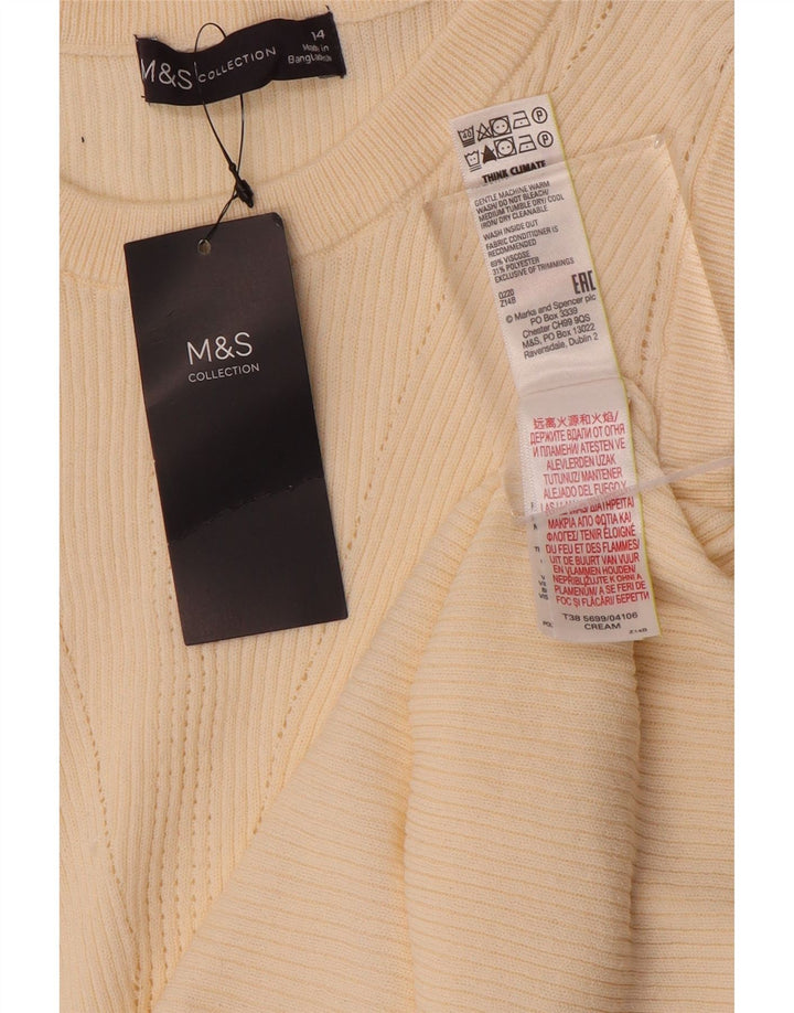 Marks & Spencer Womens Vest Tank Top UK 14 Medium Off White Cotton