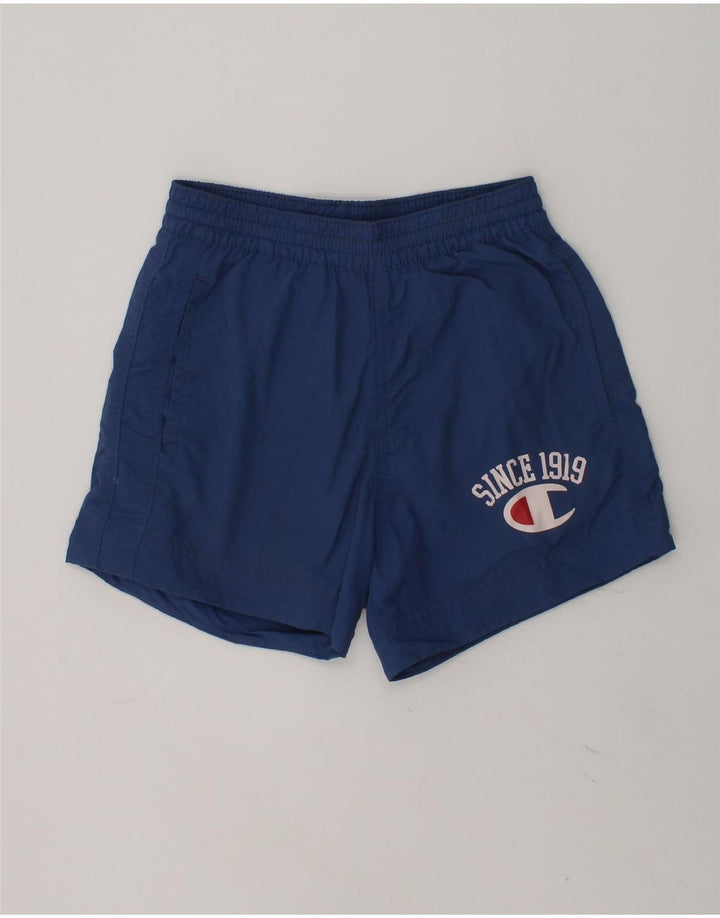 CHAMPION Boys Graphic Sport Shorts 3-4 Years 2XS Navy Blue Nylon | Vintage Champion | Thrift | Second-Hand Champion | Used Clothing | Messina Hembry 