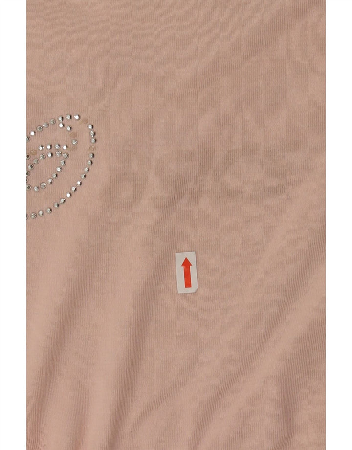 ASICS Womens Graphic Top Long Sleeve UK 12 Medium Pink Vintage Asics and Second-Hand Asics from Messina Hembry 