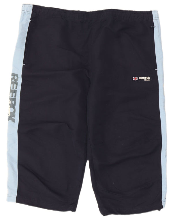 Reebok Mens Graphic Bermuda Sport Shorts Large Navy Blue Colourblock