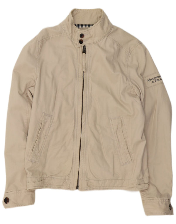 Abercrombie & Fitch Bomber Jacket UK 40 Stor Beige Bomuld