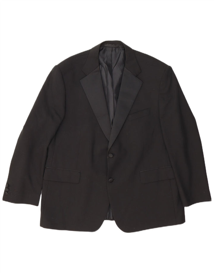 Jaqueta blazer masculina de 2 botões Marks & Spencer Reino Unido 46 XL lã preta