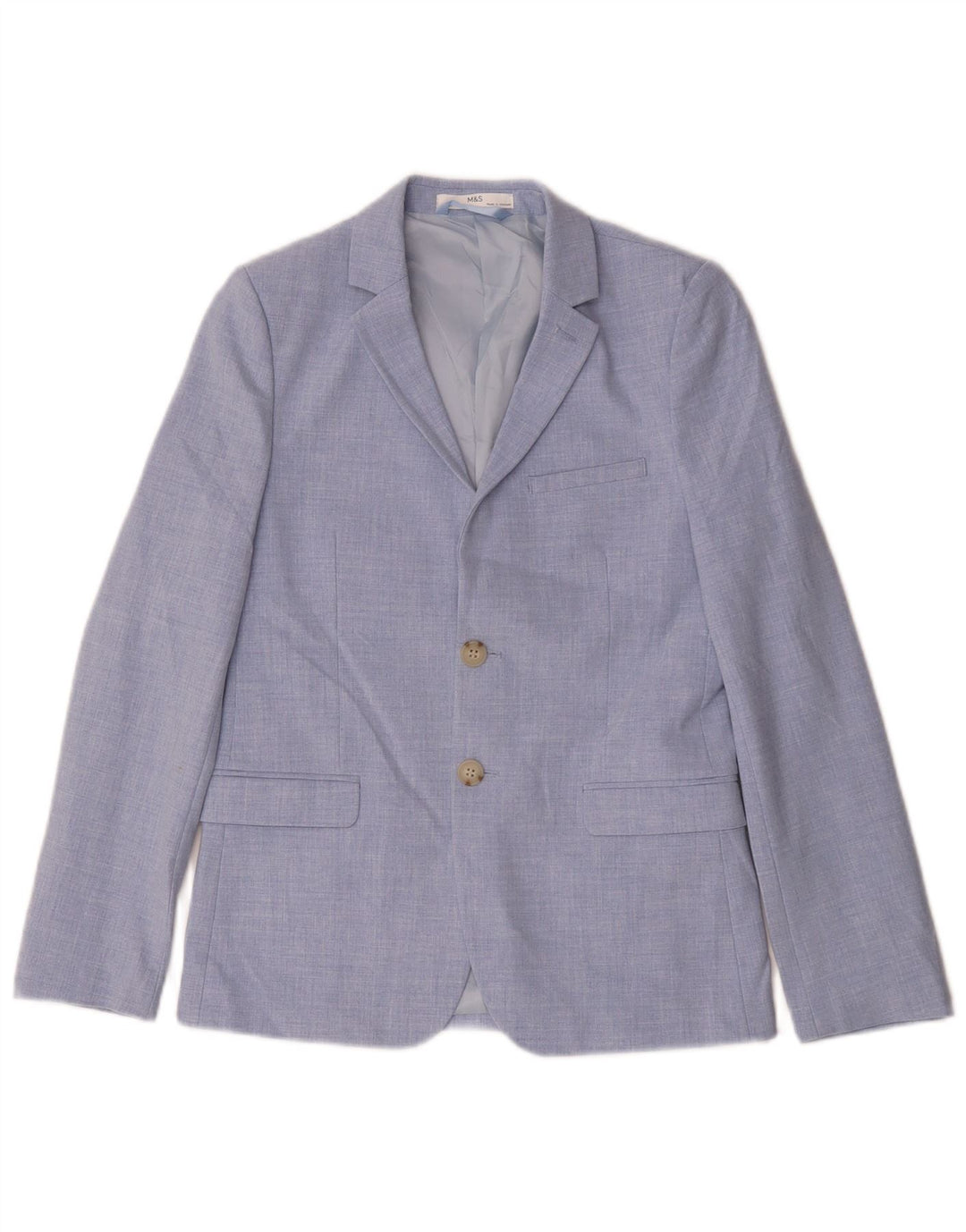 Marks & Spencer Veste Blazer 2 Boutons Garçon 11-12 ans Bleu Polyester