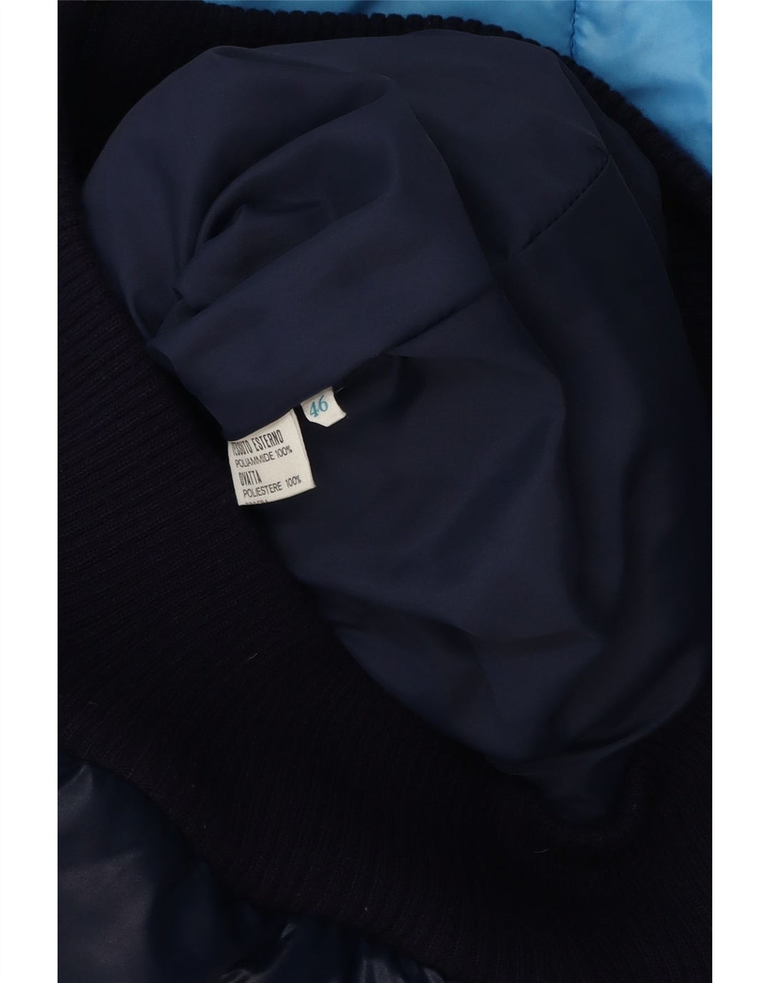 VINTAGE Mens Padded Jacket IT 46 Small Blue Colourblock Polyamide