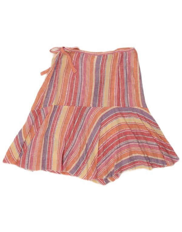 Max Mara Womens Wrap Skirt UK 10 Small W27 Multicoloured Striped Linen