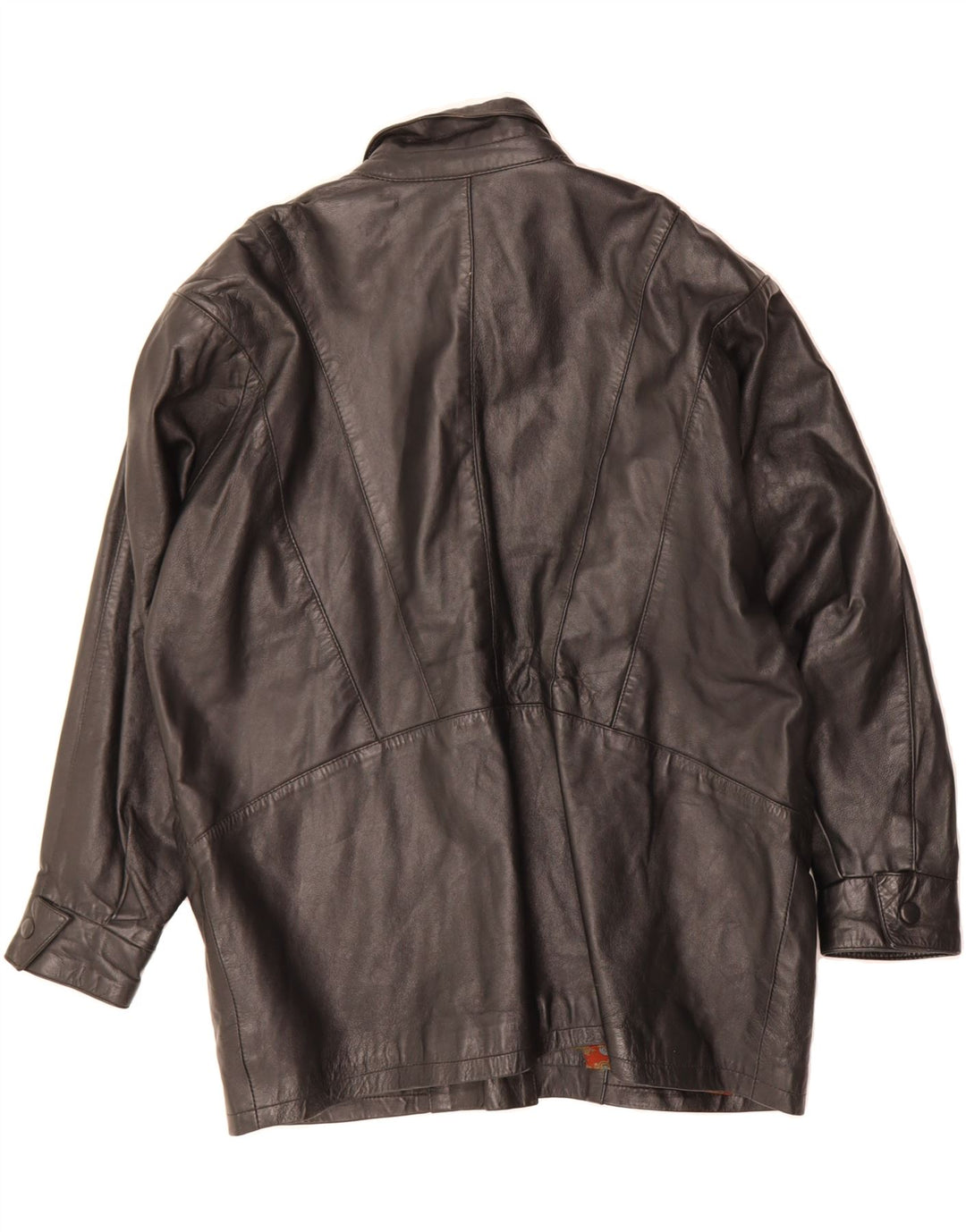 VINTAGE Womens Leather Coat UK 16 Large Black Leather Vintage Vintage and Second-Hand Vintage from Messina Hembry 