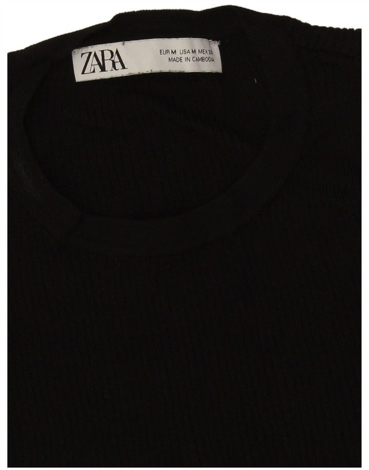 Zara Womens One Shoulder Top UK 12 Medium Black