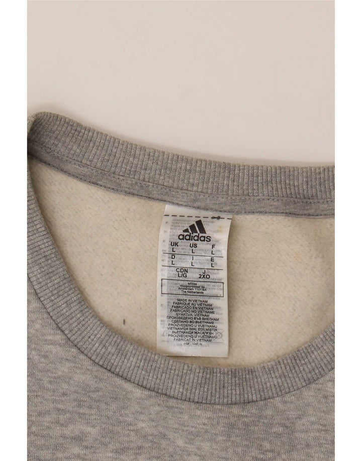 Adidas Mens Sweatshirt Jumper Large Grey Cotton