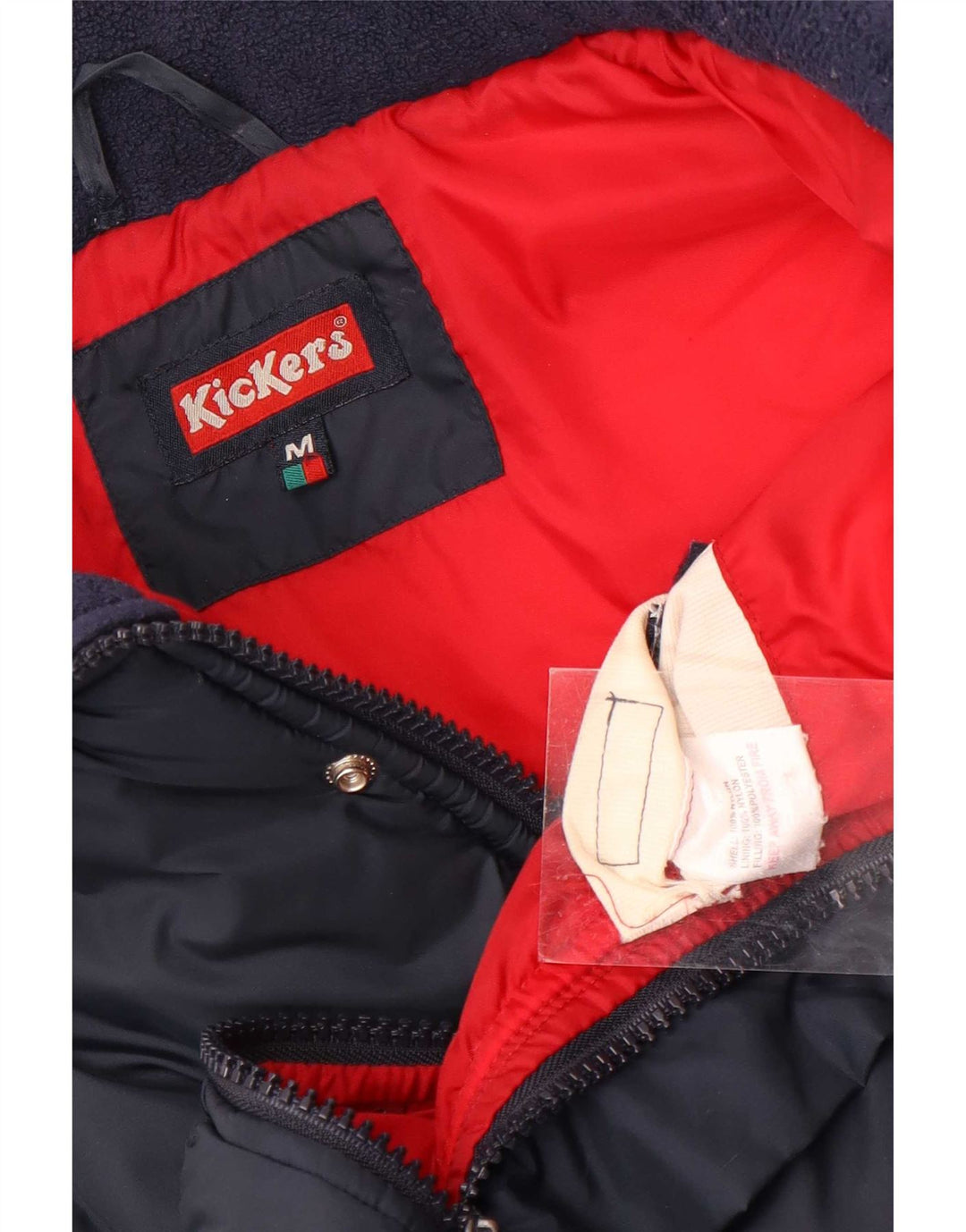 Kickers Mens Padded Jacket UK 38 Medium Navy Blue Colourblock Nylon