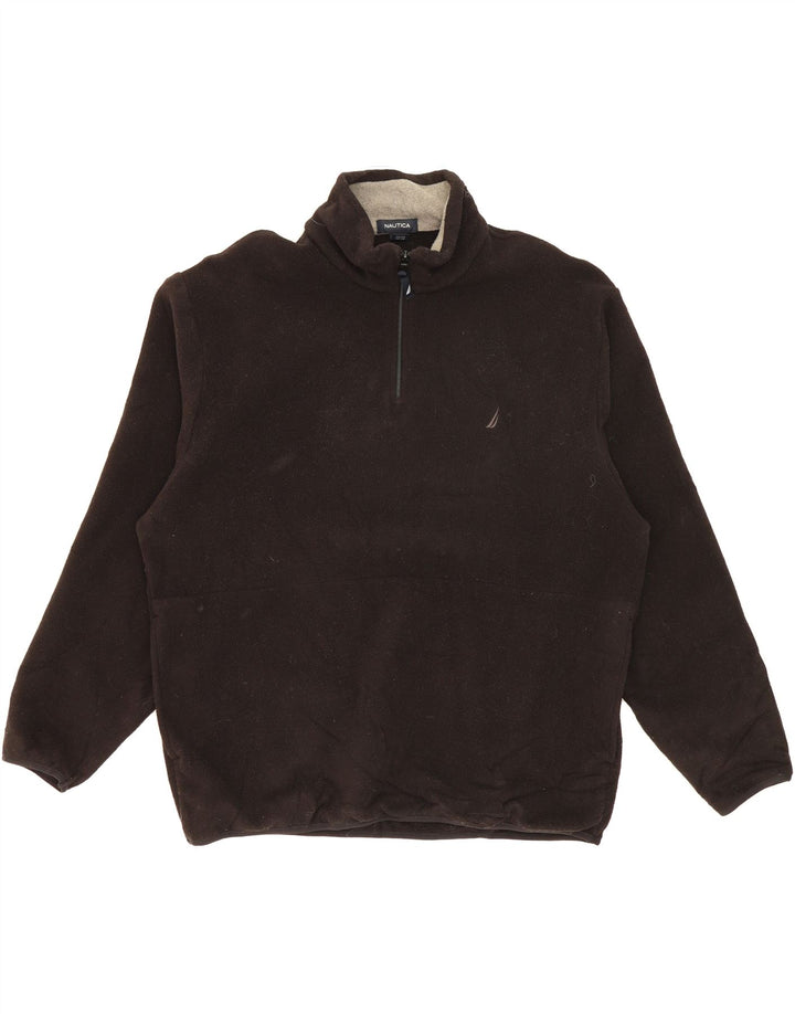NAUTICA Mens Zip Neck Fleece Jumper XL Black Polyester Vintage Nautica and Second-Hand Nautica from Messina Hembry 