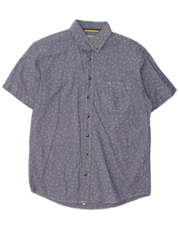Camel Active Kortærmet Herreskjorte Medium Blue Floral Bomuld