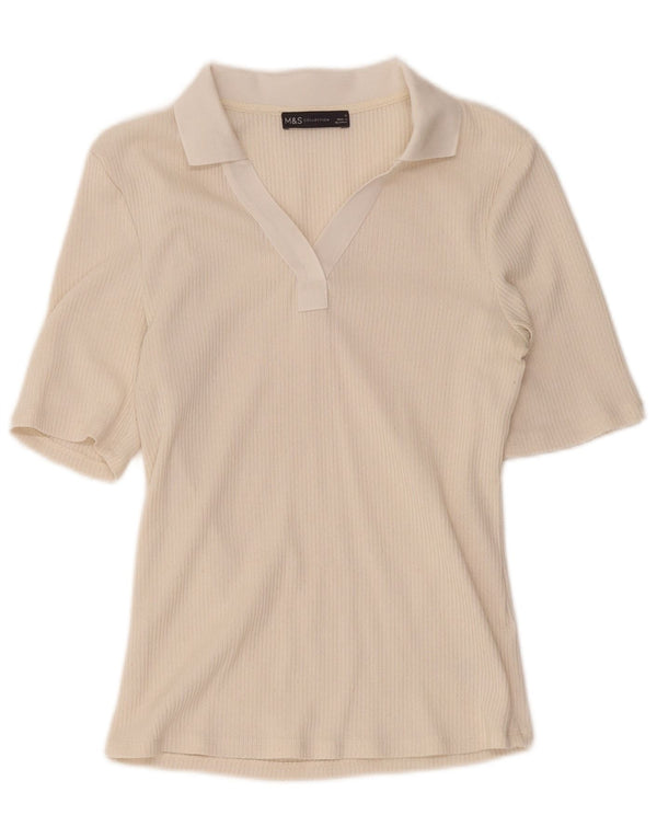 Marks & Spencer Damen Poloshirt UK 12 Medium Beige Polyester