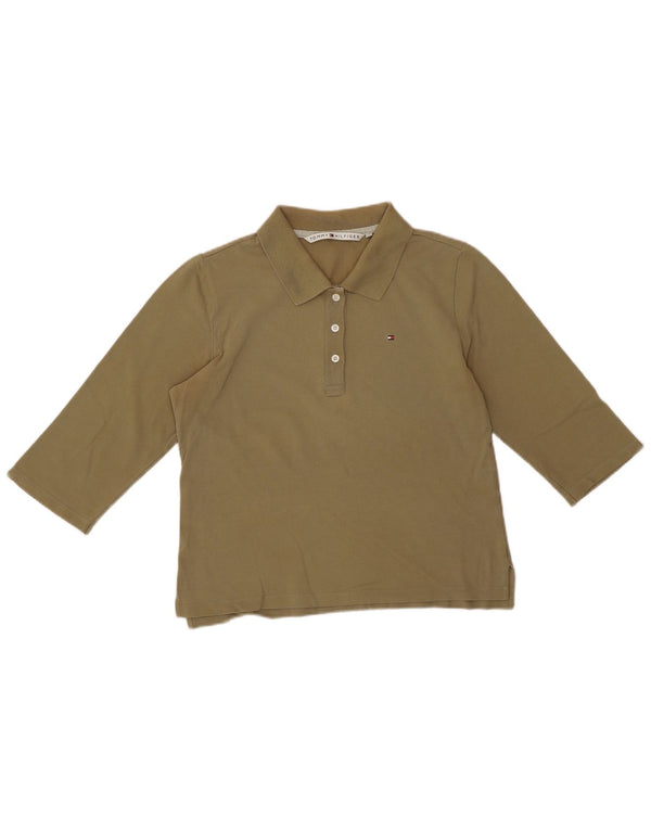 Tommy Hilfiger Polo corto de manga 3/4 para mujer UK 40 Grande Algodón caqui
