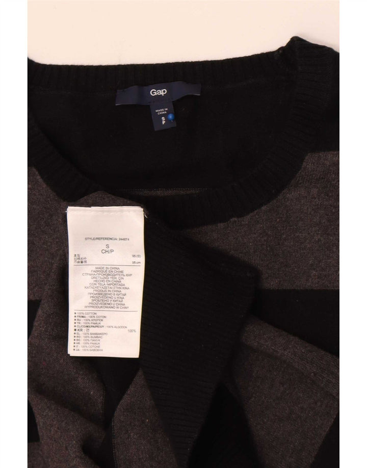 Gap Mens Crew Neck Jumper Sweater Small Grey Striped Cotton