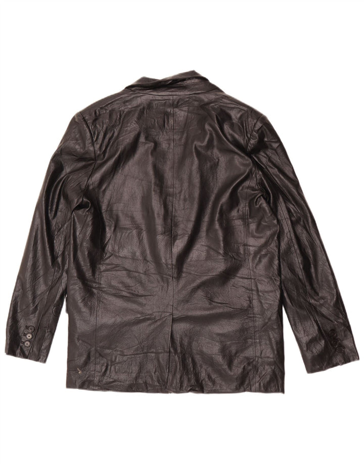 Giacca blazer da donna in ecopelle a 1 bottone Zara UK 14 media nera