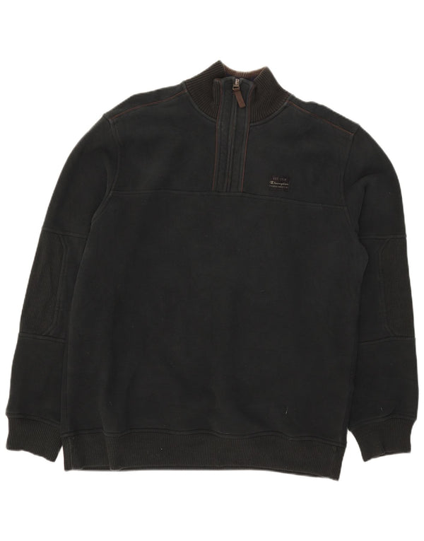 Felpa Champion da uomo con zip e collo, maglione XL, cotone nero