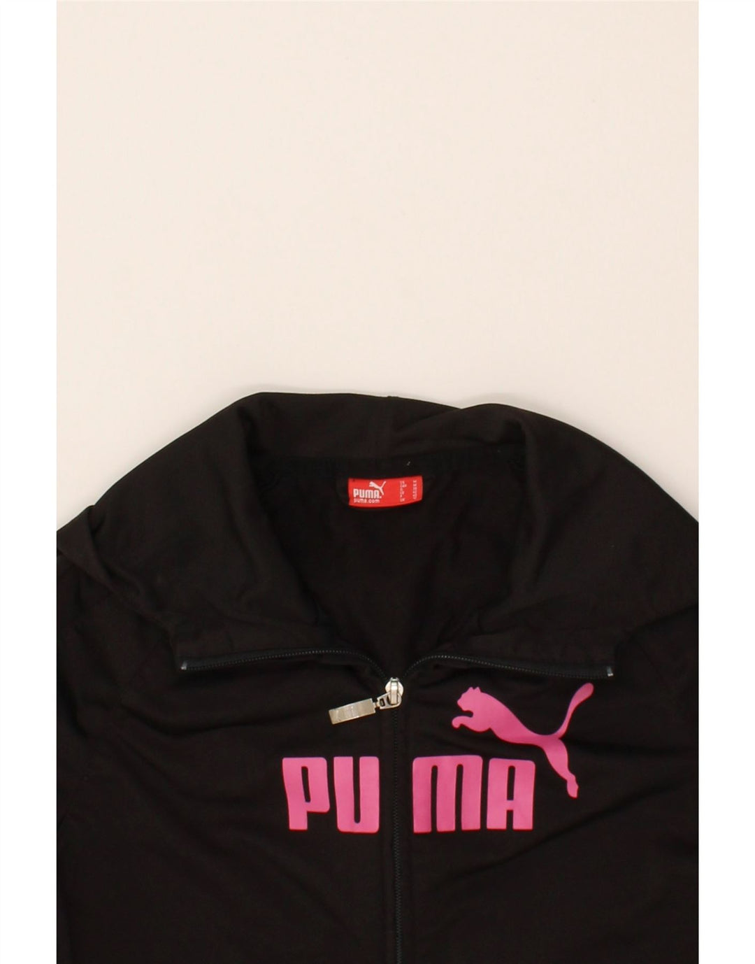 PUMA Womens Graphic Zip Hoodie Sweater UK 12  Medium  Black Polyester Vintage Puma and Second-Hand Puma from Messina Hembry 
