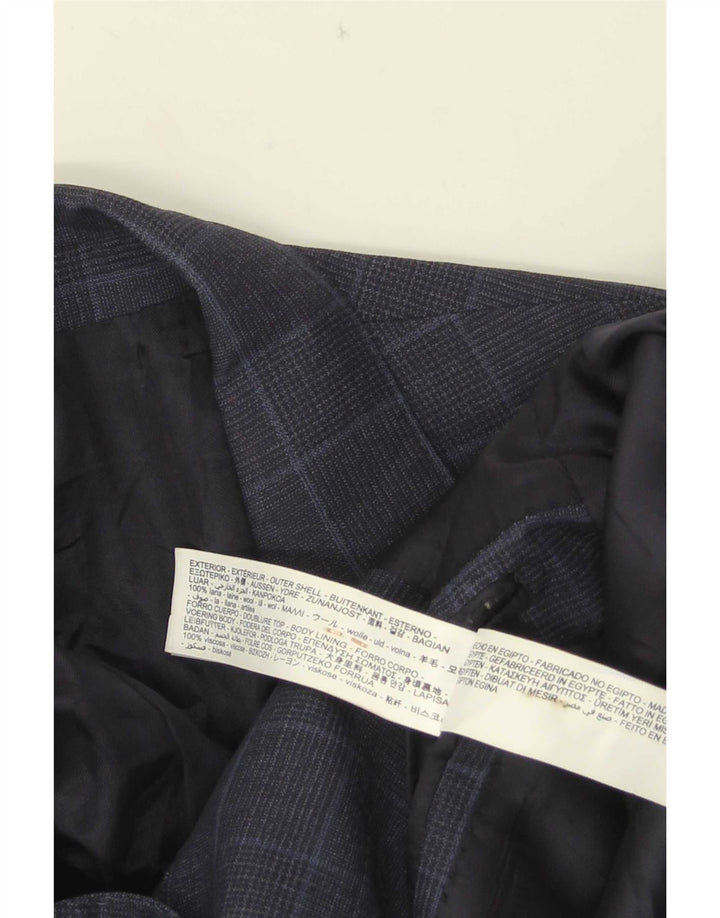Massimo Dutti Veste blazer à 2 boutons pour homme EU 40 en laine à carreaux bleu marine moyen