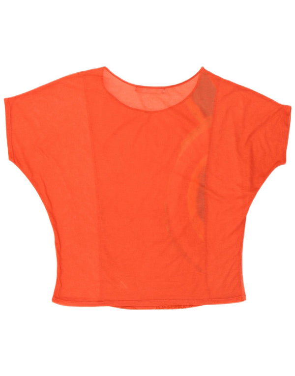 Desigual T-shirt grafica da donna Top UK 14 Medium Orange Geometric Bohemian