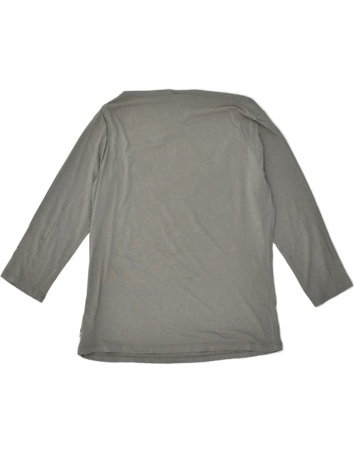 TRUSSARDI Womens Graphic Top 3/4 Sleeve UK 18 XL Grey Cotton | Vintage Trussardi | Thrift | Second-Hand Trussardi | Used Clothing | Messina Hembry 