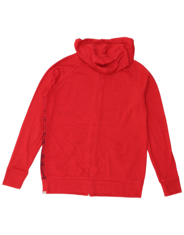 Damski sweter z kapturem i zamkiem Eddie Bauer UK 14, bawełniany w średnią czerwoną kratkę