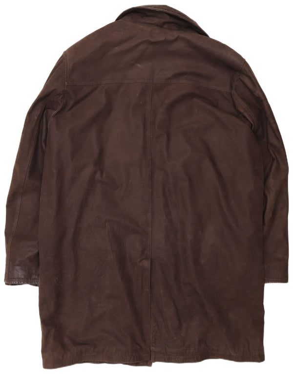 Casaco de couro masculino vintage UK 44 2XL marrom clássico