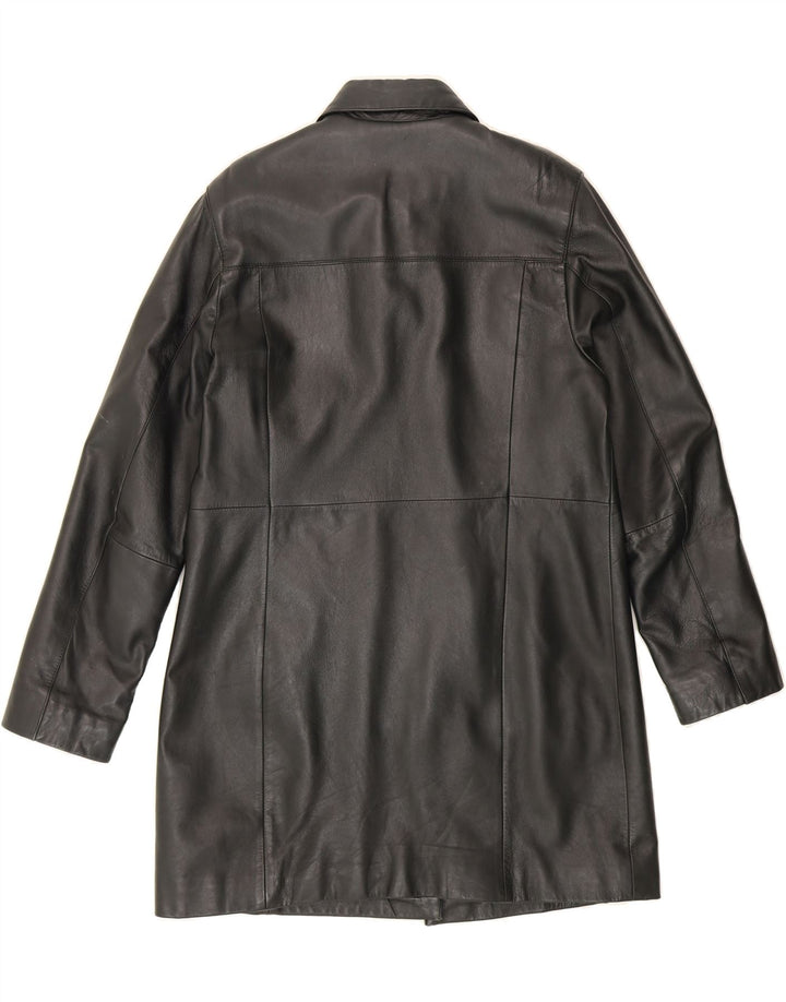 NICOLE MILLER Womens Leather Coat UK 16 Large Black Leather Vintage Nicole Miller and Second-Hand Nicole Miller from Messina Hembry 