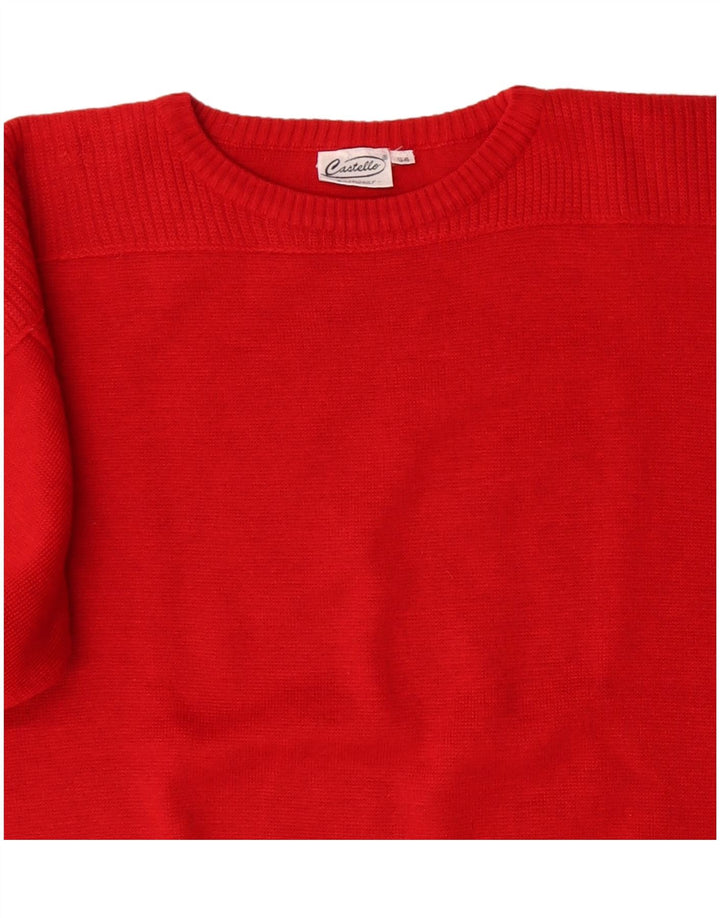Castello Womens Crew Neck Jumper Sweater IT 54 2XL Red Polyacrylic