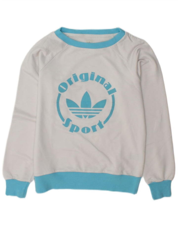Adidas Sweat-shirt graphique pour femme IT 46 Large Blanc Polyester