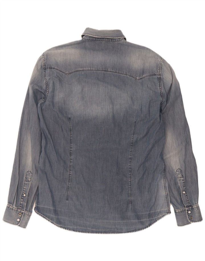 Gas Mens Denim Shirt XL Blue Cotton