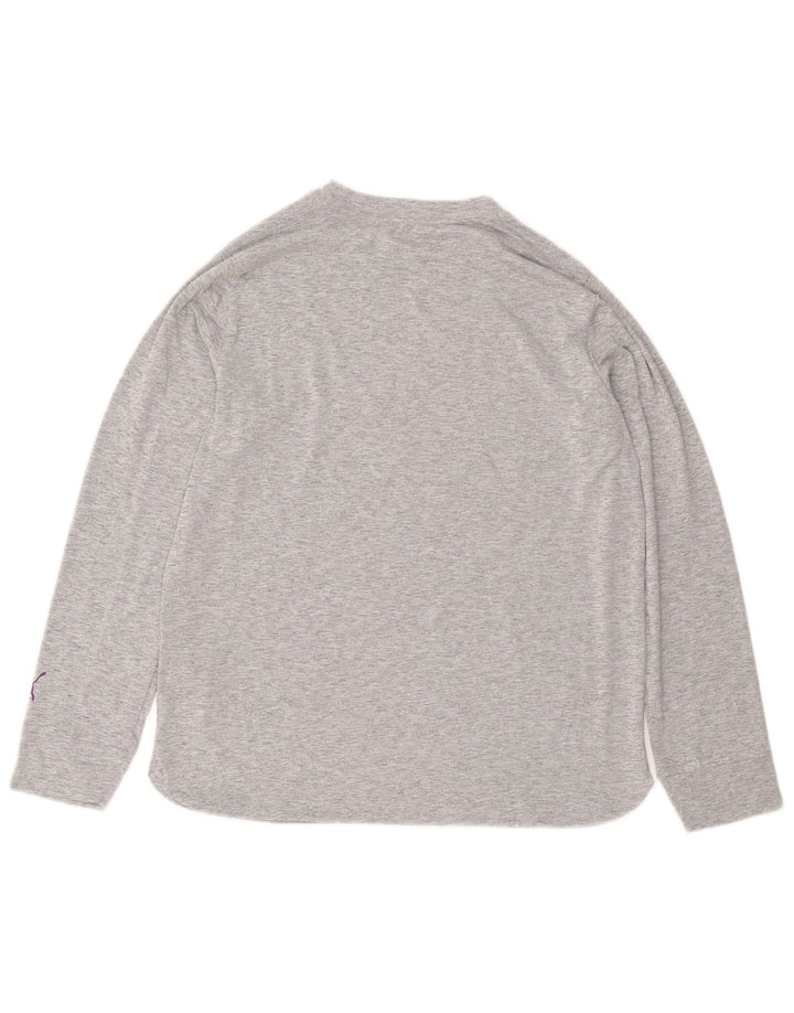 PUMA Womens Graphic Top Long Sleeve UK 14 Medium Grey Flecked Polyester