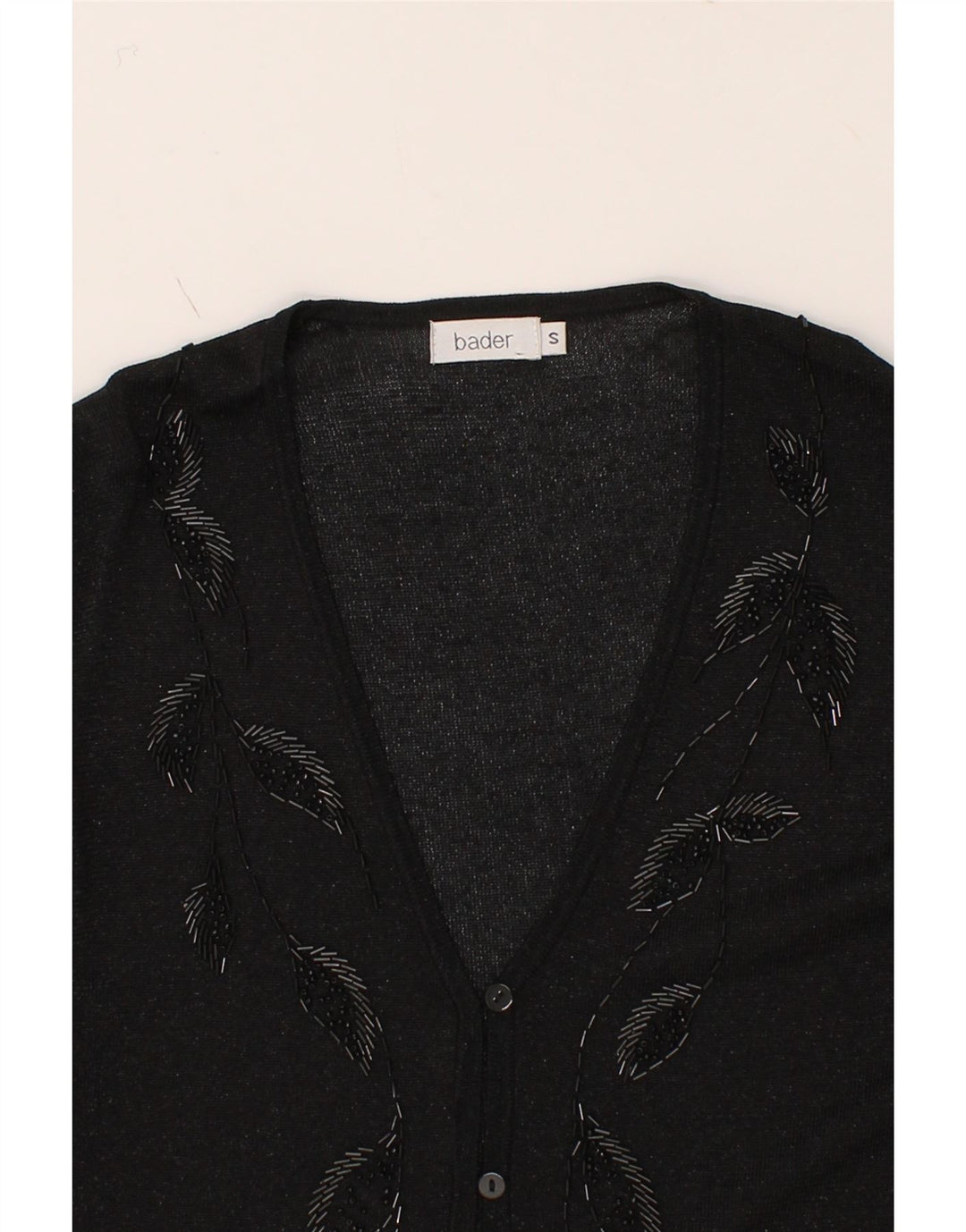 BADER Womens Cardigan Sweater UK 10 Small Black Viscose Vintage Bader and Second-Hand Bader from Messina Hembry 