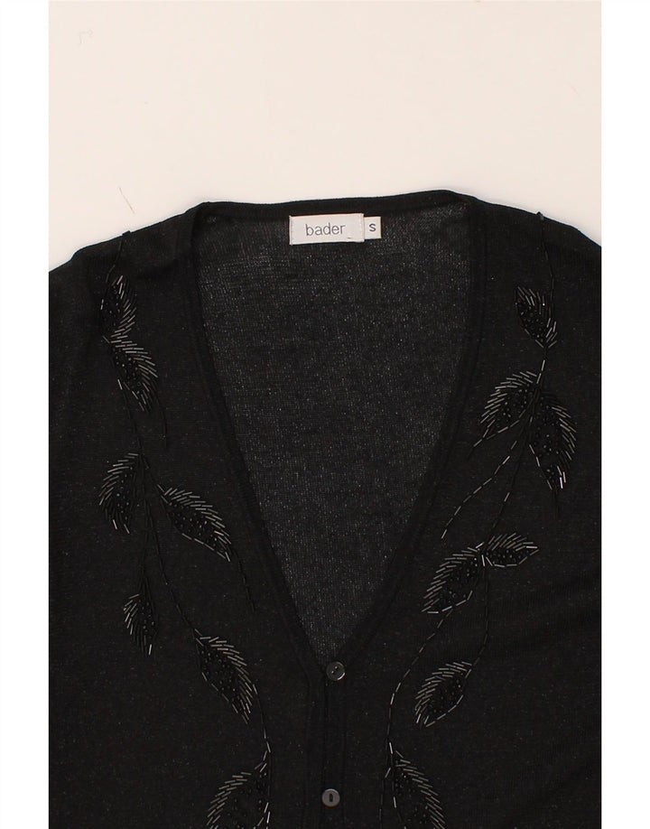BADER Womens Cardigan Sweater UK 10 Small Black Viscose Vintage Bader and Second-Hand Bader from Messina Hembry 
