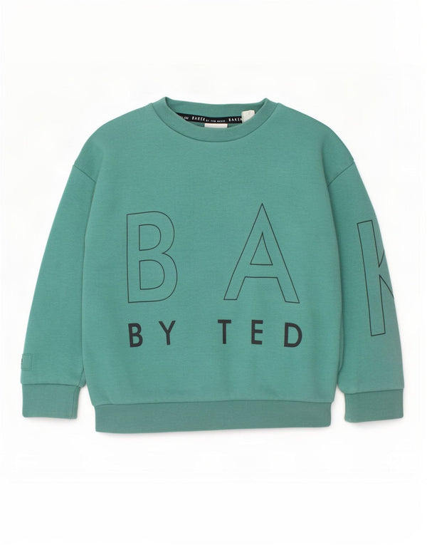Ted Baker Boys grafikus pulóver pulóver 4-5 éves zöld pamut