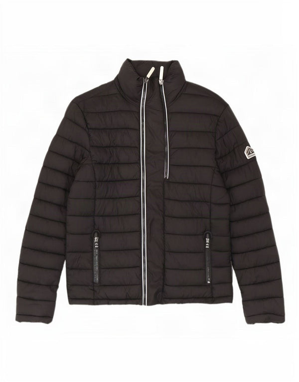 Superdry Mens Padded Jacket UK 38 Medium Black Nylon