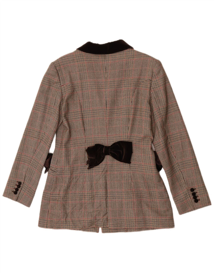 Vintage Womens 3 Button Blazer Jacket UK 8 Small Brown Plaid