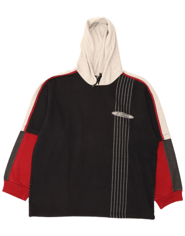 Maglione con cappuccio grafico da uomo Lotto UK 44/46 2XL Nero Colourblock Sports