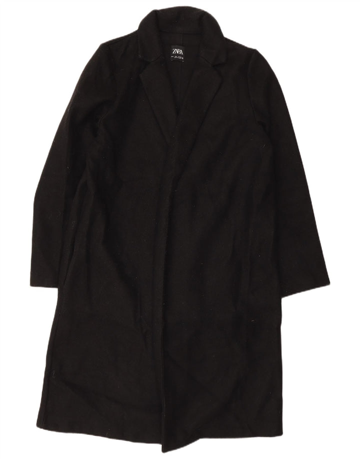 Zara Mujer Abrigo Abierto UK 46 Grande Poliéster Negro