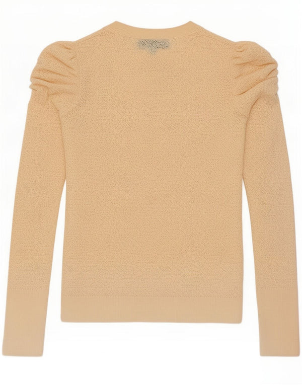 Zara Femme Top Manches Longues UK 12 Viscose Beige Moyen